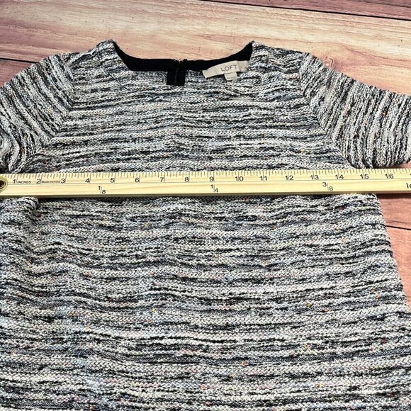 LOFT Short Sleeve Petite Tweed Pastel Multicolor Shift Dress, Size: XS Petite - Picture 8 of 11